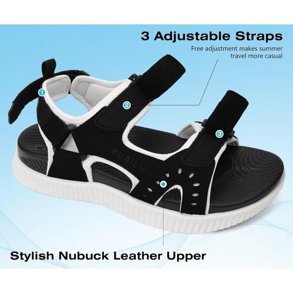 Casual Hiking Sandals Men\'s Black White Athletic Sports Walking Fisherman Shoes main image 7